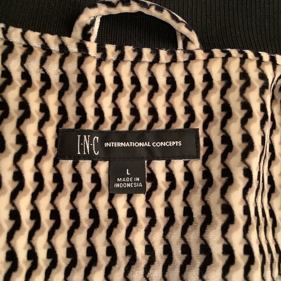 INC International Concepts Black and Tan Men’s Velour Full Zip Jacket LG - Picture 9 of 11